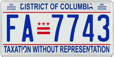 DC license plate FA7743