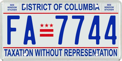 DC license plate FA7744