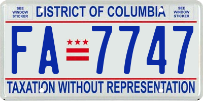 DC license plate FA7747