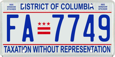 DC license plate FA7749