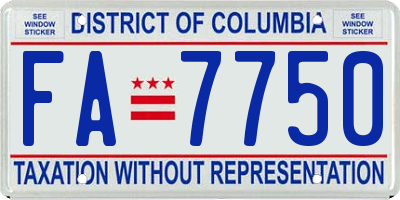 DC license plate FA7750