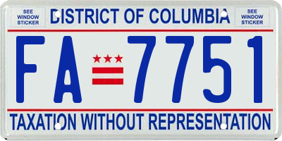 DC license plate FA7751