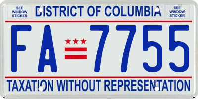 DC license plate FA7755