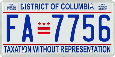 DC license plate FA7756