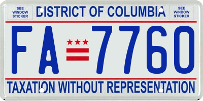 DC license plate FA7760