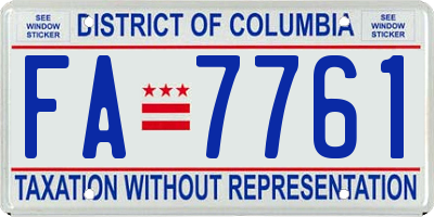 DC license plate FA7761