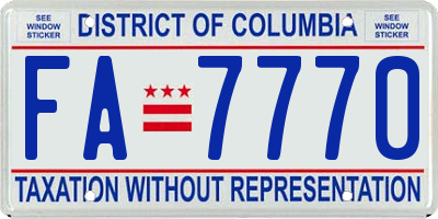 DC license plate FA7770