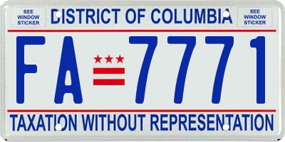 DC license plate FA7771