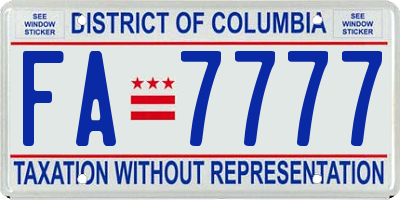 DC license plate FA7777