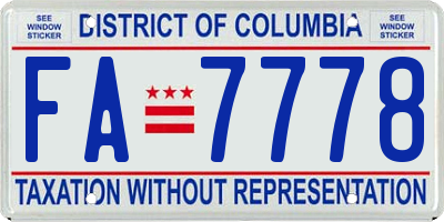 DC license plate FA7778