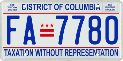 DC license plate FA7780