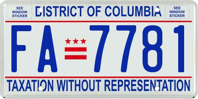 DC license plate FA7781