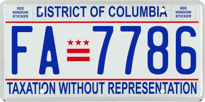 DC license plate FA7786