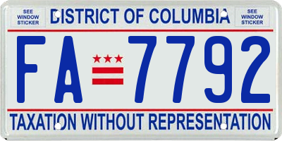 DC license plate FA7792