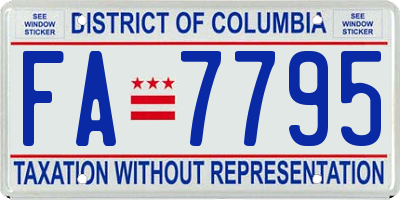 DC license plate FA7795