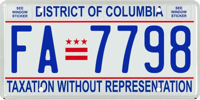 DC license plate FA7798