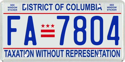 DC license plate FA7804