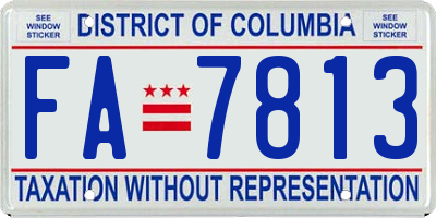 DC license plate FA7813