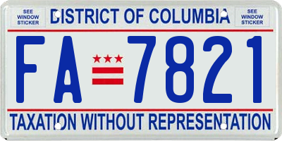 DC license plate FA7821