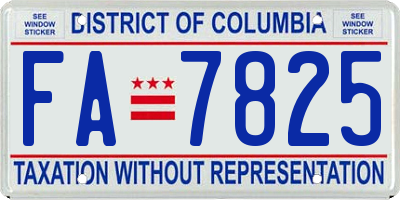 DC license plate FA7825