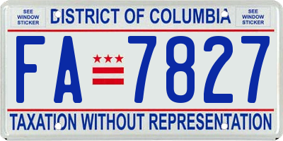 DC license plate FA7827