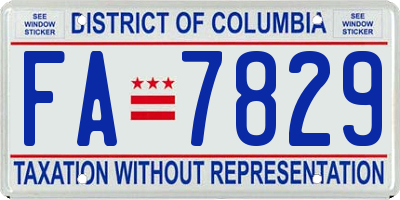 DC license plate FA7829