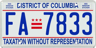 DC license plate FA7833