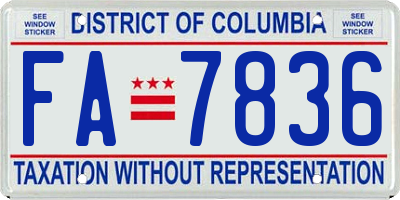 DC license plate FA7836