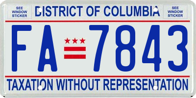 DC license plate FA7843