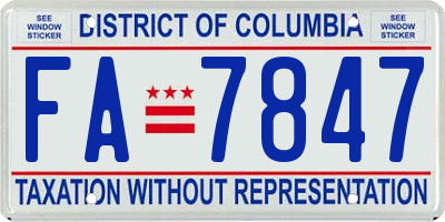 DC license plate FA7847