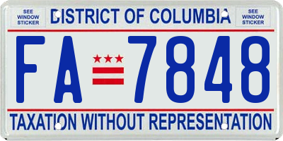 DC license plate FA7848