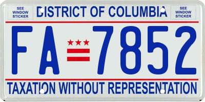 DC license plate FA7852