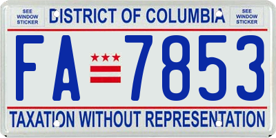 DC license plate FA7853