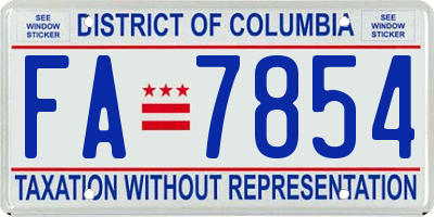 DC license plate FA7854