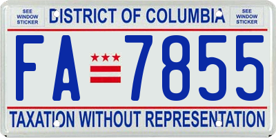 DC license plate FA7855