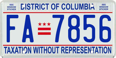 DC license plate FA7856