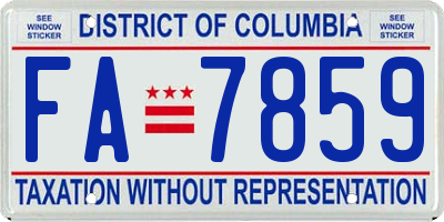 DC license plate FA7859