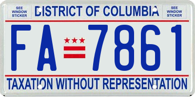 DC license plate FA7861