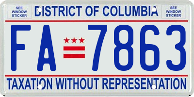 DC license plate FA7863