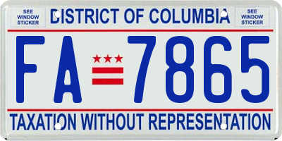 DC license plate FA7865