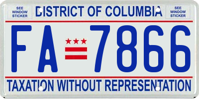 DC license plate FA7866