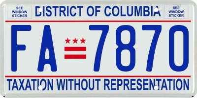 DC license plate FA7870