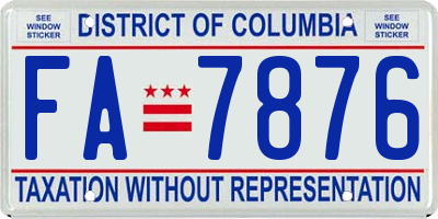 DC license plate FA7876