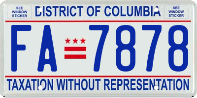 DC license plate FA7878