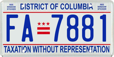 DC license plate FA7881