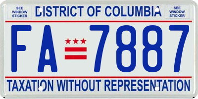 DC license plate FA7887