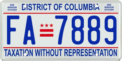 DC license plate FA7889