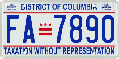 DC license plate FA7890