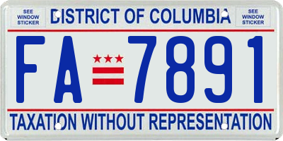 DC license plate FA7891