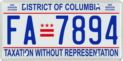 DC license plate FA7894